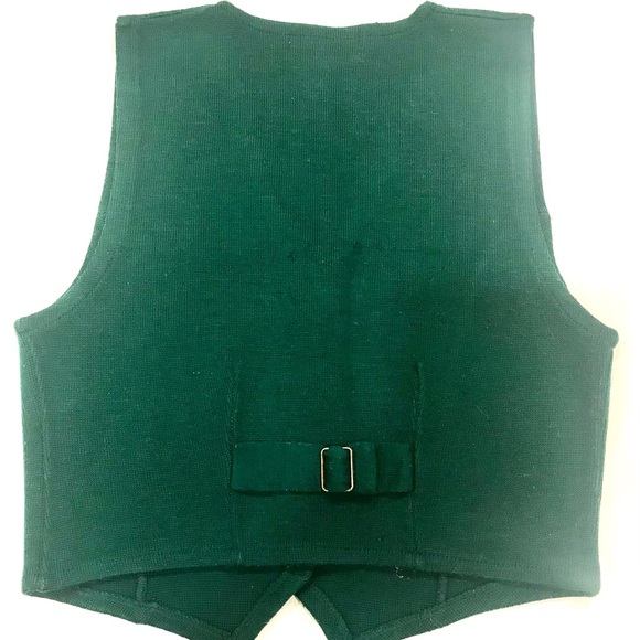 Vintage Vest in Dark Green with 8 Embroidered Red/Gold Crests & 4 Golden Buttons - Picture 2 of 3